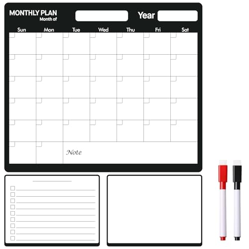 SVNOOC Trocken abwischbarer Kalender für Kühlschrank-Whiteboard, 35,1 x 30,5 cm, Planungstafel, Wochen- und Monatsplaner mit 2 Markern und 2 Blöcken von SVNOOC