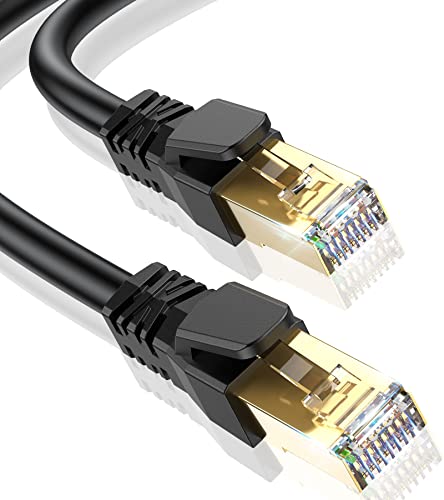 SWECENT Cat 8 LAN Kabel 1.5 m, 40Gbps Netzwerkkabel Hochgeschwindigkeits 2000MHz S/FTP Ethernet Kabel POE Gigabit RJ45 PVC Runde, Abgeschirmt in der Wand,im Freien,wetterfest für Router,Modem,Gaming von SWECENT