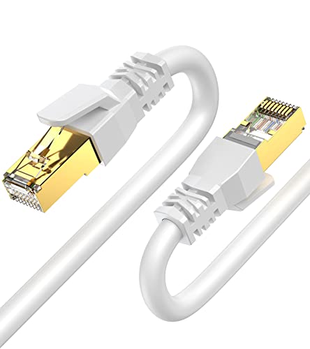 SWECENT Cat 8 LAN Kabel 4 m, 40Gbps Netzwerkkabel Hochgeschwindigkeits 2000MHz S/FTP Ethernet Kabel POE Gigabit RJ45 PVC Runde, Abgeschirmt in der Wand,im Freien,wetterfest für Router,Modem,Gaming von SWECENT