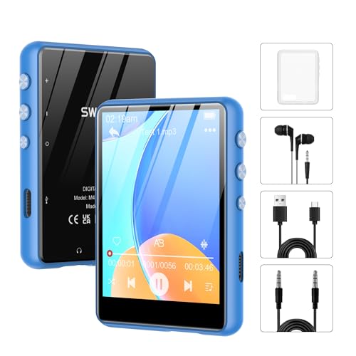 SWOFY 64GB MP3 Player Bluetooth 5.3, 2,4-Zoll Touchscreen Mini MP3 Player Portable, HiFi Musik Player Kinder mit Lautsprecher FM Radio, Unterstützt Bis Zu 128GB (Blau) von SWOFY