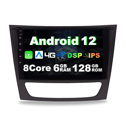 SWTNVIN CarAutoPlay Android 12 Autoradio Stereo GPS Navi Fits for Mercedes Benz E/CLS Class W211 W219, 9 Zoll IPS Touch Screen Bluetooth 5.0 mit WiFi SWC (6GB+128GB) von SWTNVIN