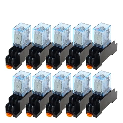 10pcs MY2P HH52P MY2NJ DC 12V 24V 36V 48V 110V 220V coil purpose DPDT relay with socket base SXAGOAJCS(AC,110V) von SXAGOAJCS