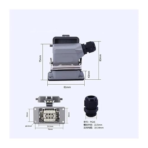 Heavy Duty Connectors HE-24B 6pins 10pins 16pins HDC With Cover Industrial Rectangular Connector SXAGOAJCS(6 Core Top Entry) von SXAGOAJCS