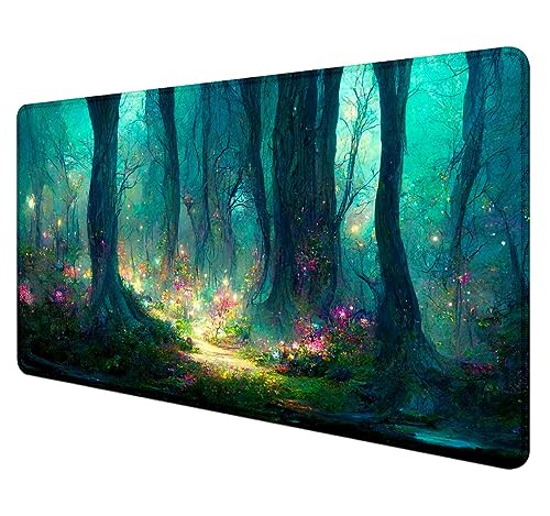 SXCKANG Mystic Forest XL-Mauspad, Stimmungs-Schreibtischunterlage, Tastaturmatte, großes Computer-Mauspad, komplettes Schreibtisch-Dekor-Zubehör, Gaming-Schreibtischunterlage, 90 x 40 cm von SXCKANG