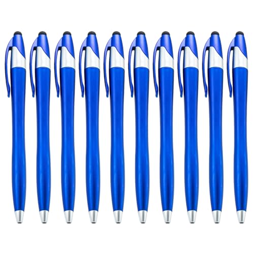 SXRQ 10 x einziehbarer Kugelschreiber mit Stylus-Spitze, 2-in-1 Stylus-Kugelschreiber, Touchscreen-Stift, 1,0 mm Spitze, reibungsloses Schreiben von SXRQ