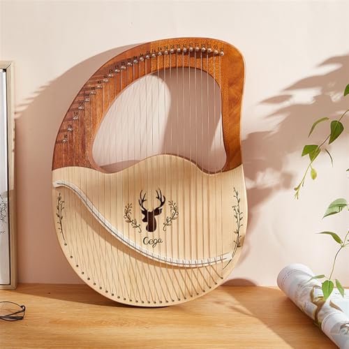 SXTYYH 16,19,21,27,23 Töne Lyre Harfe Musikinstrument Tragbar Harp Mehrere Patterns Mahagoni-Korpus Metall-Saite for Anfänger Erwachsene Kinder Musikliebhaber(27-string box style - spruce logs) von SXTYYH