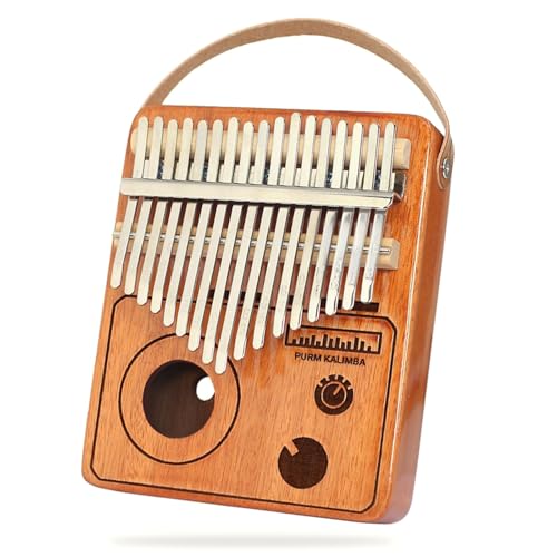 SXTYYH 17 Tasten Kalimba Daumenklavier Holz Afrikanisch Fingerpiano-Bausatz Enthalten Stimmungshammer Aufkleber Tragbare Tasche Lustiges Musikinstrument(Brown) von SXTYYH