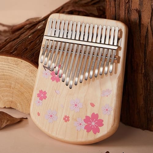 SXTYYH Kalimba 17, 21 Tasten Fingerklavier HöLzernes Tragbar Daumenklavier Instrument for Anfänger Erwachsene Kinder Geburtstag Mit Tragetasche Melodie-Hammer(17-note-flower) von SXTYYH