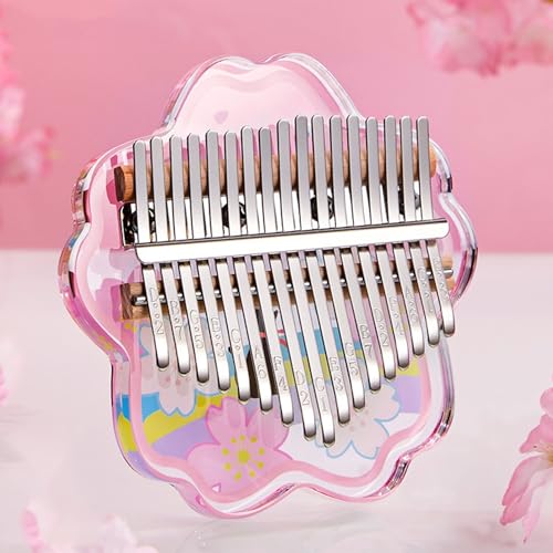 SXTYYH Kalimba Daumenklavier 17, 21 Tasten Thumb Piano Mit Tragbar Tragetasche Stimmhammer Sakura Acryl Kristall Musikinstrument for Anfänger(17-note - cherry blossom) von SXTYYH