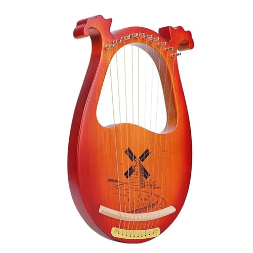 SXTYYH Lyre Harfe, 10,15,19 Saiten Mahagoni Harp Leicht Zu Erlernen Tragbar Mahagoni Korpus Musikinstrument for Anfänger, Kinder Und Erwachsene(10-tone box-deer horn windmill) von SXTYYH