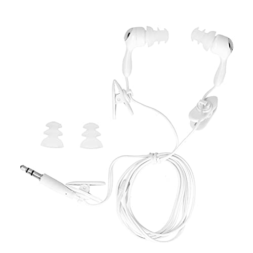 SYH&AQYE Wasserdichte Kopfhörer mit kurzem Kabel, 3,5 mm, Sport-Ohrstöpsel, ergonomische In-Ear-Kopfhörer mit Ersatz-Ohrstöpseln zum Surfen, Laufen, Radfahren (weiß) von SYH&AQYE