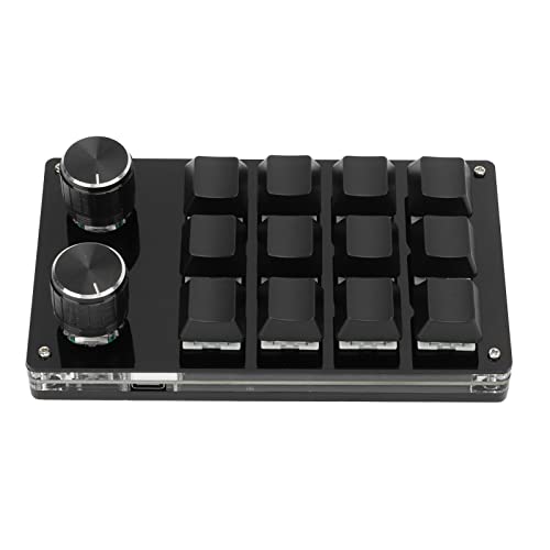 Tragbares Multifunktionales Mechanisches Gaming Keypad mit Einstellknopf, Mechanische Mini Tastatur mit 12 Tasten, Speicherfunktion, Speicherfunktion, Einstellbarer Knopf für Musikmedien(Schwarz) von SYH&AQYE