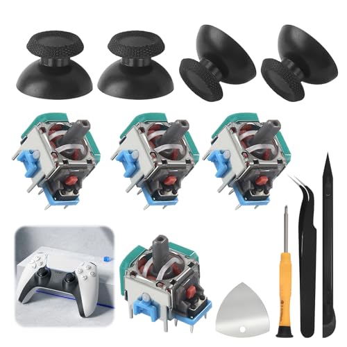 4 Stück Analoge Joystick Kompatibel mit Play Station 5 PS5 DualSense Kontroller Analog Thumbstick 3D-Joystick Reparatur Kit Ersatz 7 in 1 Joystick Ersatz und Reparatur-Kit mit Werkzeug von SYHSYC