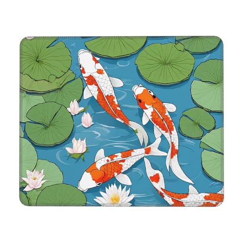 SYLALE Japanischer hübscher Koi-Fisch bedrucktes Gaming-Mauspad, 25,4 x 30,5 cm, Laptop-Mauspad, Computer-Mauspad, Gummi-Schreibtischunterlage von SYLALE