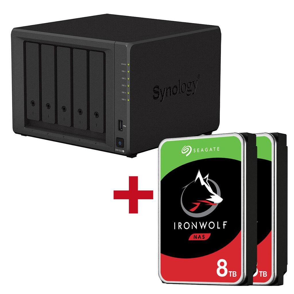 Synology DiskStation DS1522+ 5 Einschübe NAS-Server Leergehäuse + 2x Seagate ... von SYNOLOGY