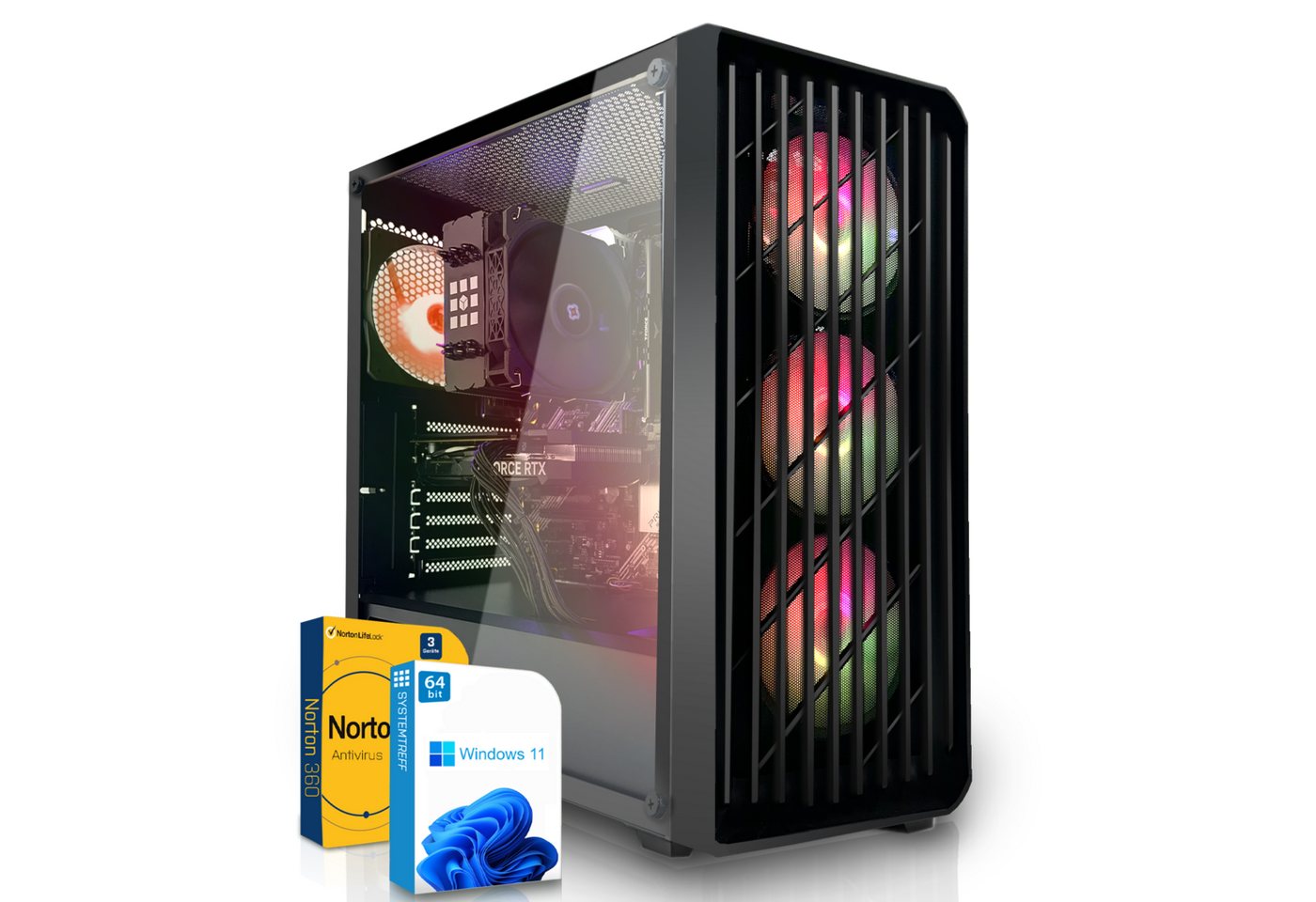 SYSTEMTREFF Basic Gaming-PC (AMD Ryzen 3 4100, GeForce RTX 3050, 16 GB RAM, 512 GB SSD, Luftkühlung, Windows 11, WLAN) von SYSTEMTREFF