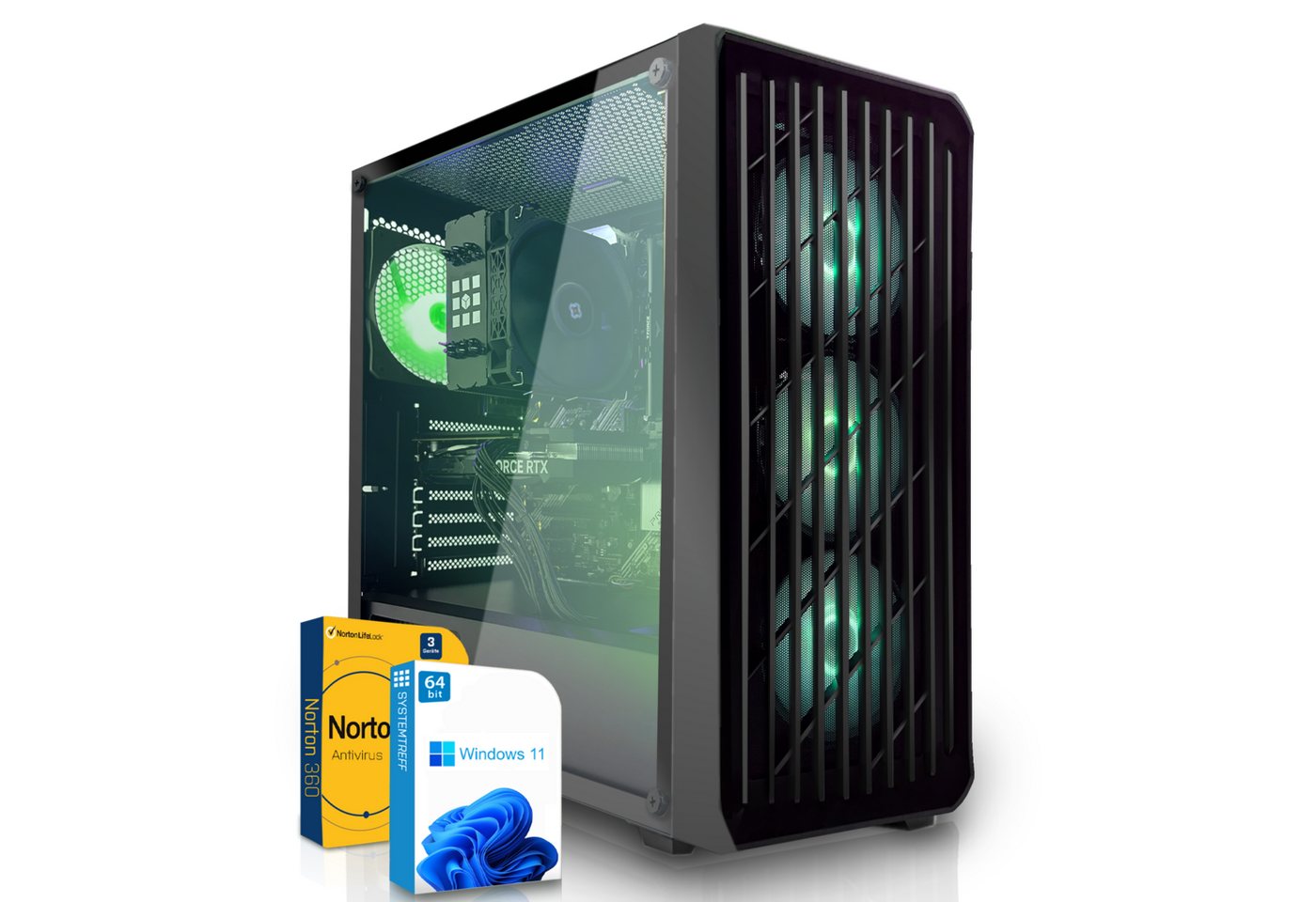 SYSTEMTREFF Basic Gaming-PC (AMD Ryzen 5 4500, Radeon RX 6400, 16 GB RAM, 1000 GB HDD, 512 GB SSD, Luftkühlung, Windows 11, WLAN) von SYSTEMTREFF