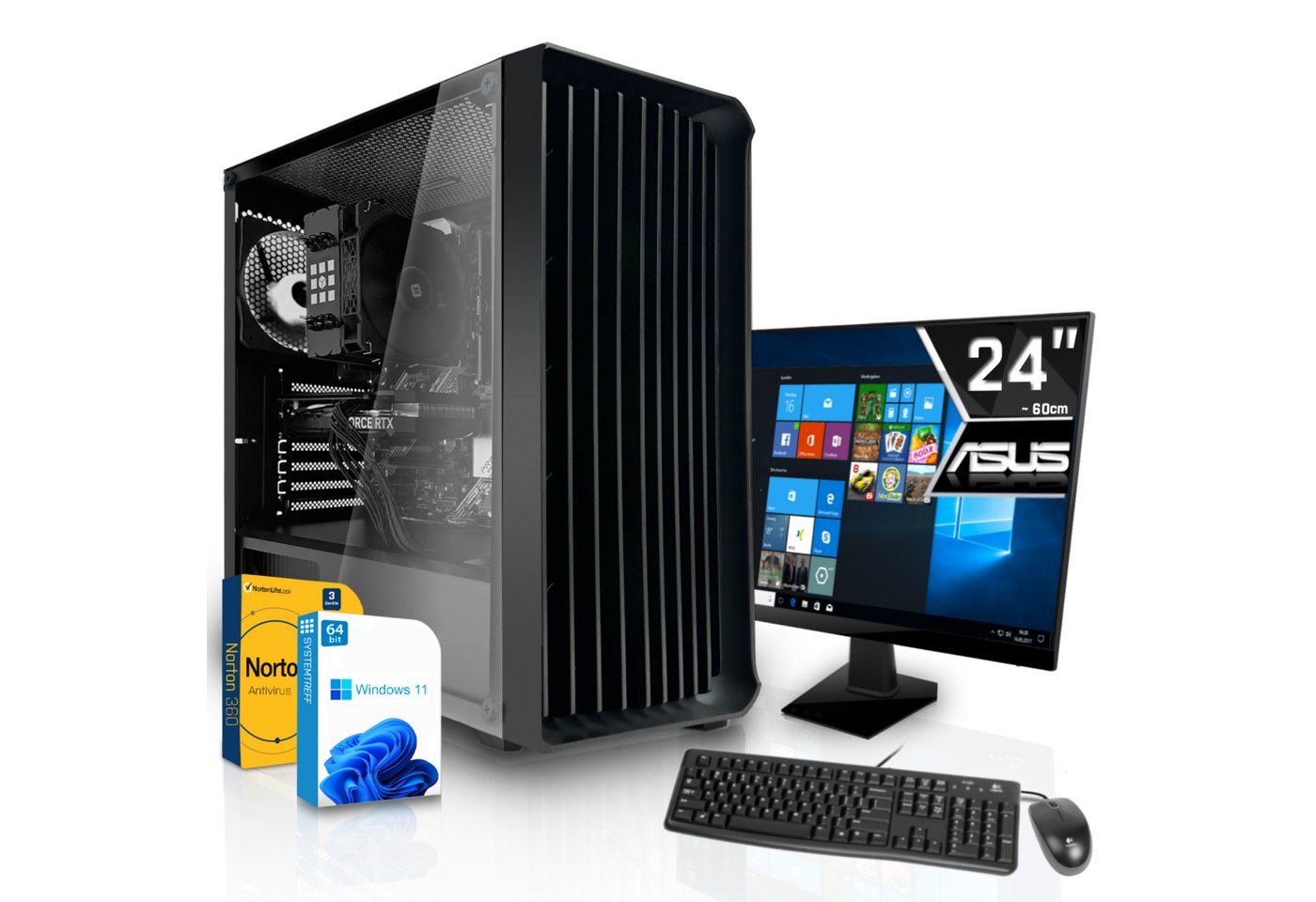 SYSTEMTREFF Business-PC-Komplettsystem (24", AMD Ryzen 7 5700G, RX Vega 8, 16 GB RAM, 512 GB SSD, Windows 11, WLAN) von SYSTEMTREFF