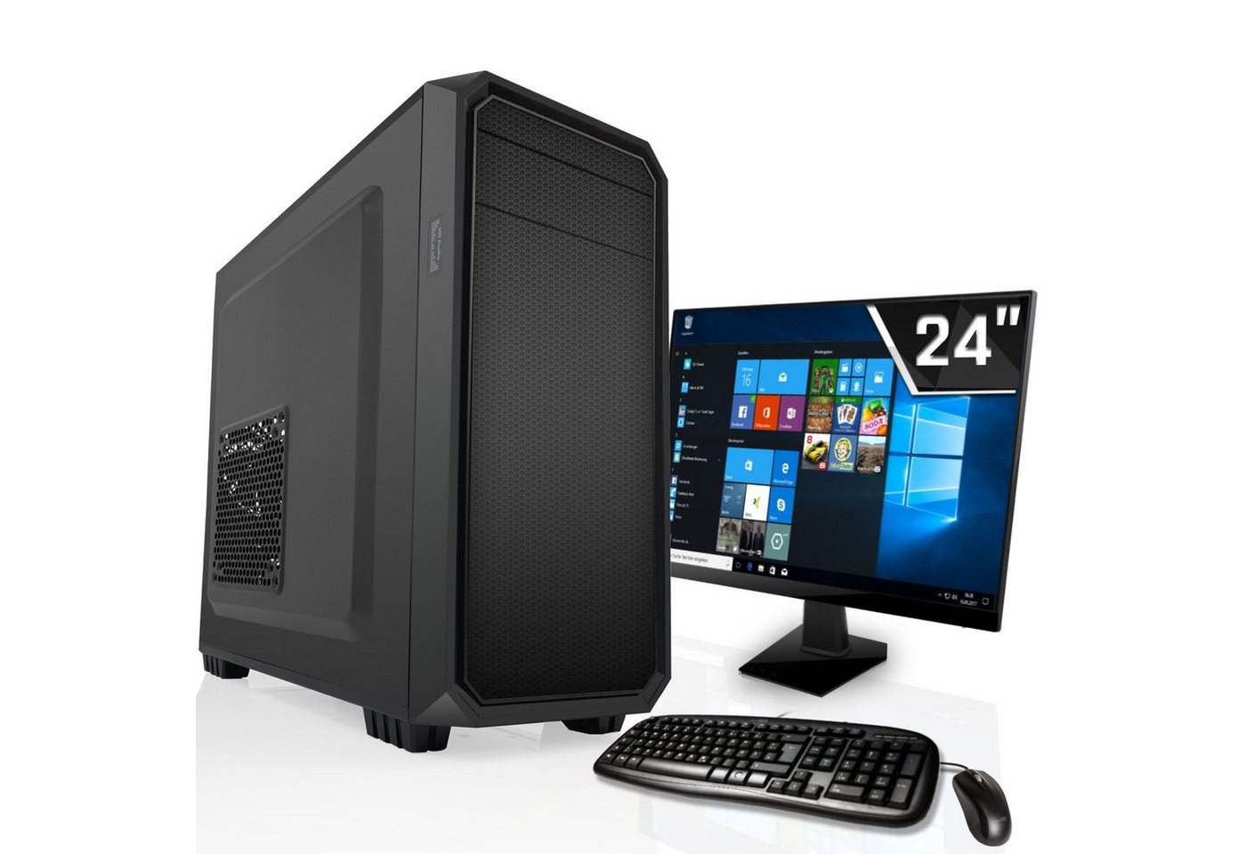 SYSTEMTREFF Business-PC-Komplettsystem (24", Intel Core i3 14100F, GT 710, 16 GB RAM, 1000 GB SSD) von SYSTEMTREFF