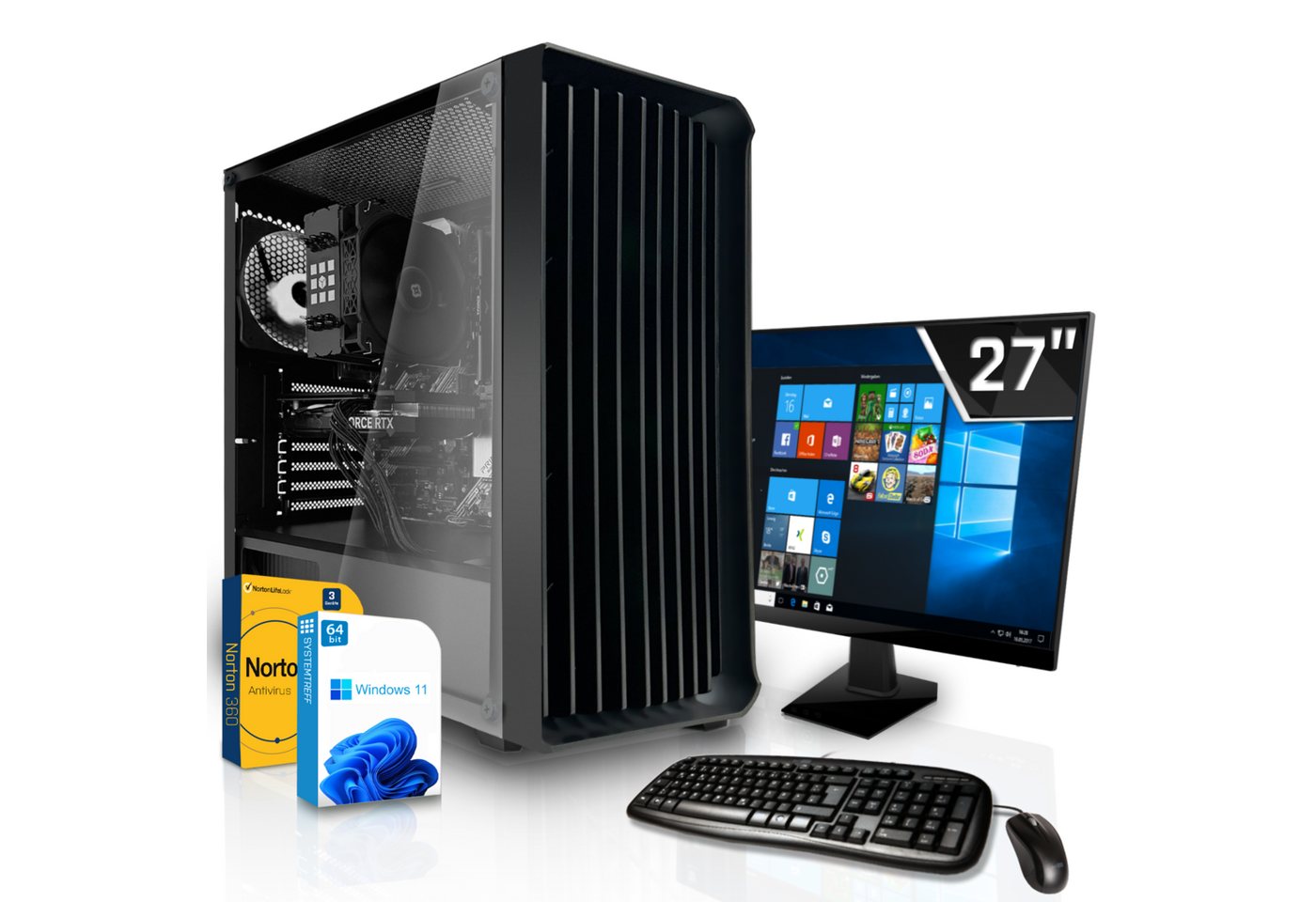 SYSTEMTREFF Business-PC-Komplettsystem (27", Intel Core i5 14400, UHD 730, 32 GB RAM, 1000 GB SSD, Windows 11, WLAN) von SYSTEMTREFF