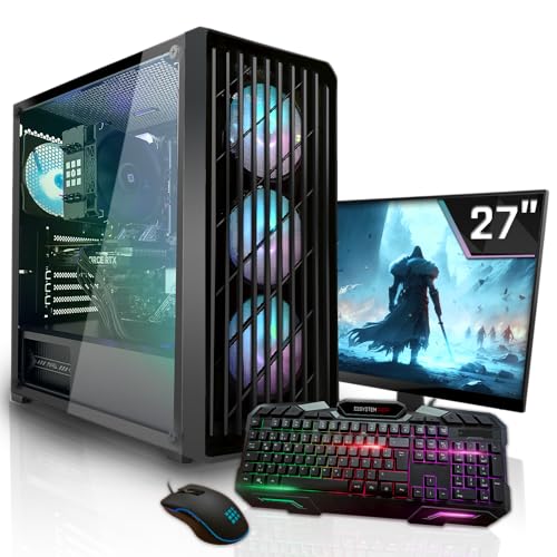 SYSTEMTREFF Gaming Komplett PC Set AMD Ryzen 5 7500F 6x5GHz | Nvidia GeForce RTX 4060 Ti 8GB DX12 | 1TB M.2 NVMe | 32GB DDR5 RAM | WLAN Desktop Paket Computer für Gamer, Gaming von SYSTEMTREFF