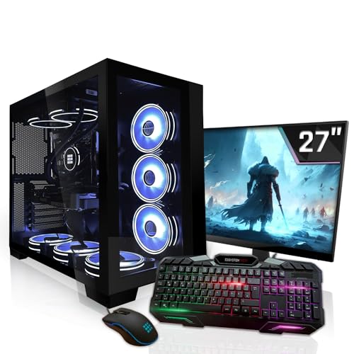 SYSTEMTREFF Gaming Komplett PC Set AMD Ryzen 7 7700X 8x5.4GHz | AMD Radeon RX 6800 DX12 | 1TB M.2 NVMe | 32GB DDR5 RAM | WLAN Desktop Paket Computer für Gamer, Gaming von SYSTEMTREFF