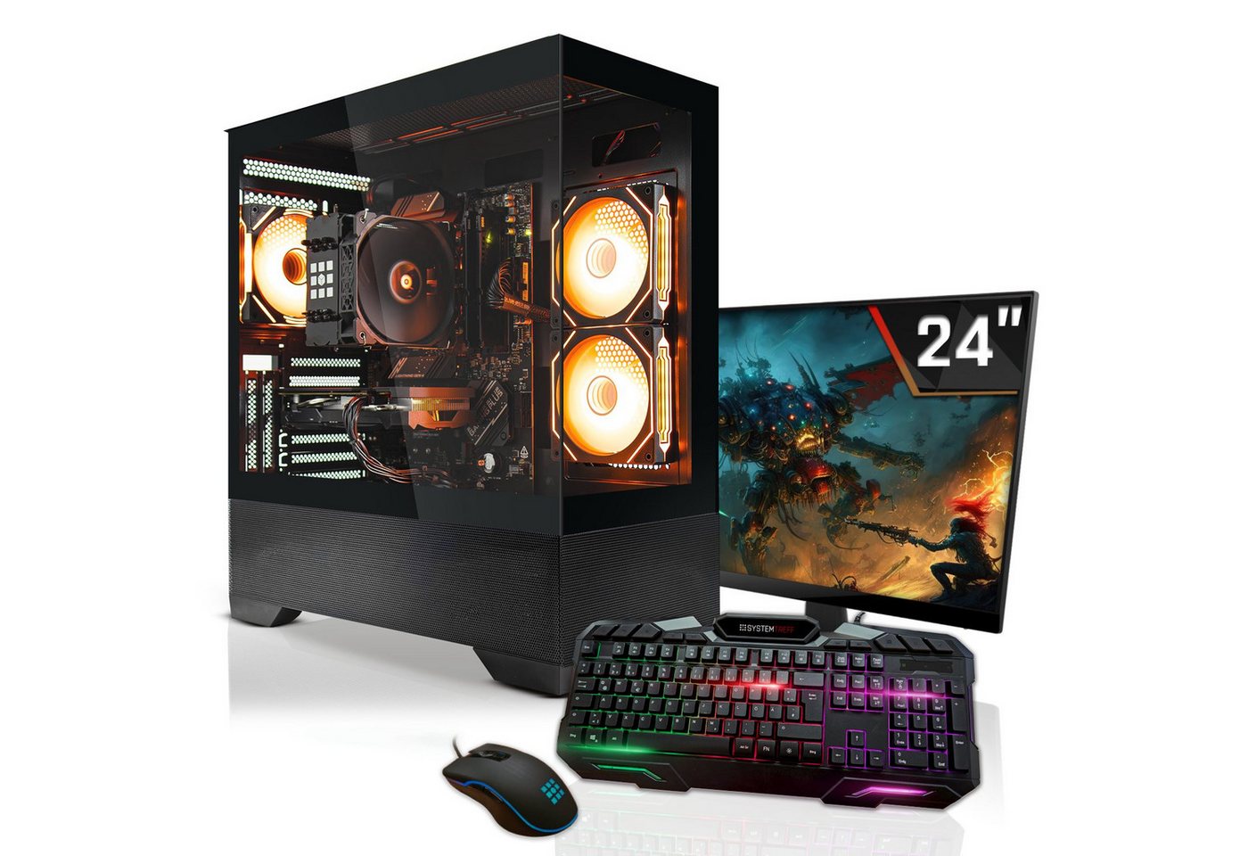 SYSTEMTREFF Gaming-PC-Komplettsystem (24", AMD Ryzen 5 5600X, Radeon RX 6750 XT, 16 GB RAM, 1000 GB SSD) von SYSTEMTREFF