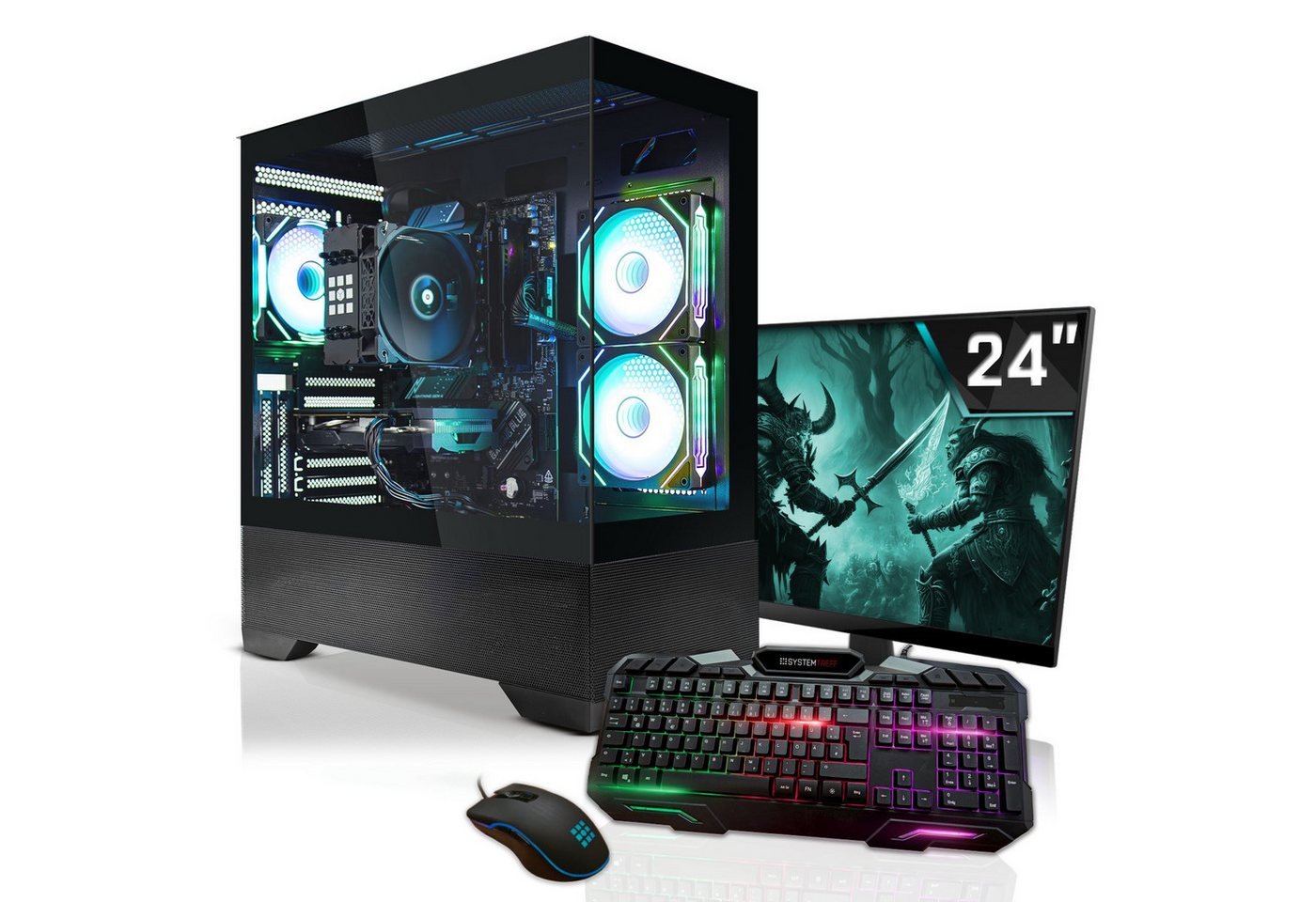 SYSTEMTREFF Gaming-PC-Komplettsystem (24", AMD Ryzen 5 7600X, Radeon RX 6750 XT, 32 GB RAM, 1000 GB SSD) von SYSTEMTREFF