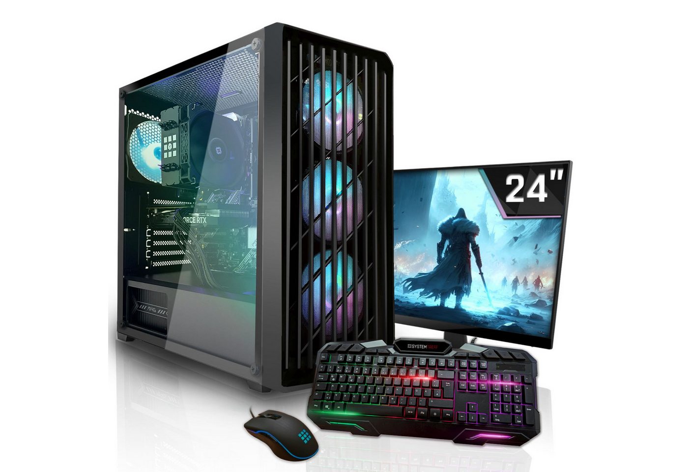 SYSTEMTREFF Gaming-PC-Komplettsystem (24", AMD Ryzen 7 8700F, GeForce RTX 4060 Ti, 32 GB RAM, 1000 GB SSD) von SYSTEMTREFF