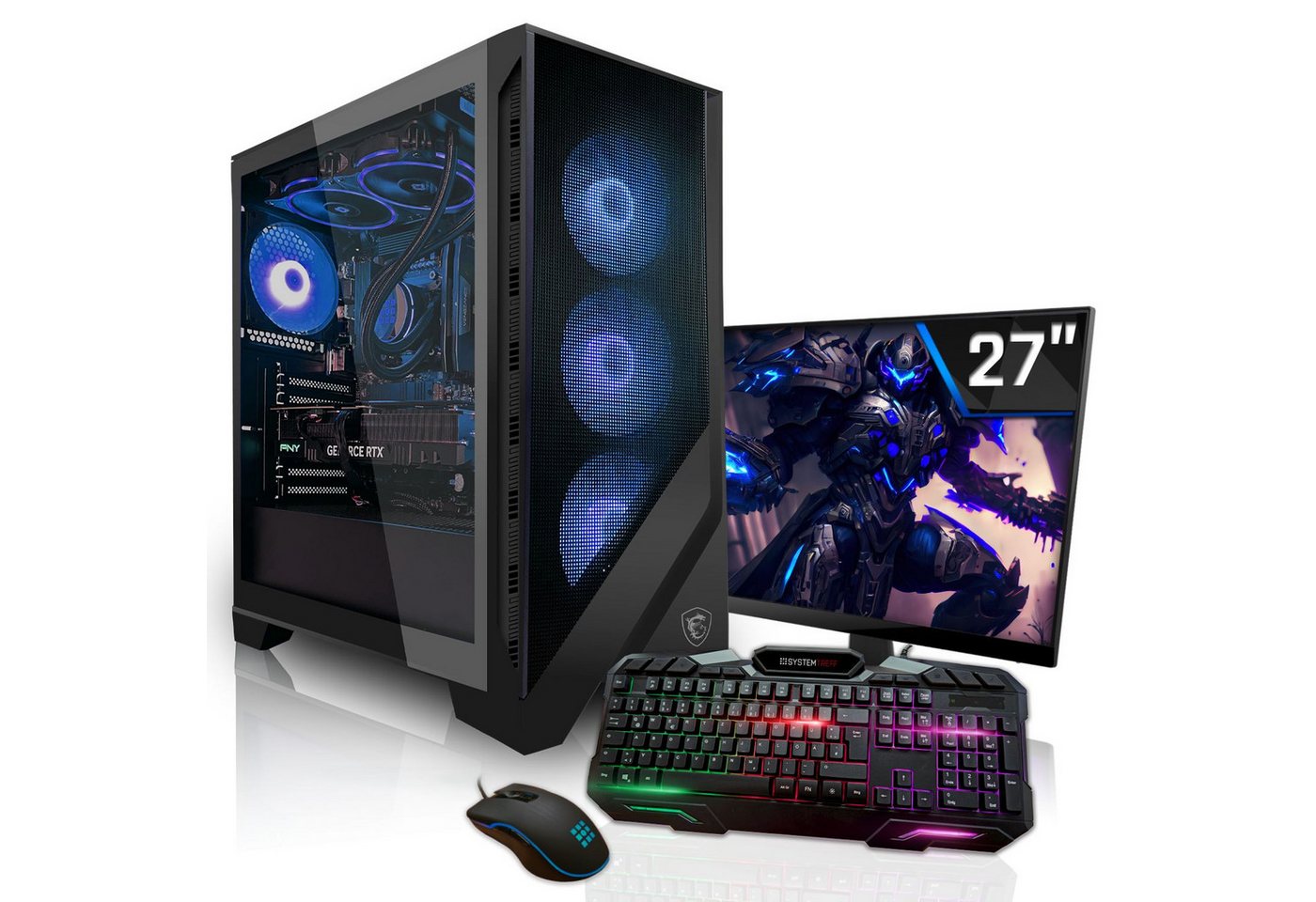 SYSTEMTREFF Gaming-PC-Komplettsystem (27", AMD Ryzen 7 7700, Radeon RX 7800 XT, 32 GB RAM, 1000 GB SSD) von SYSTEMTREFF