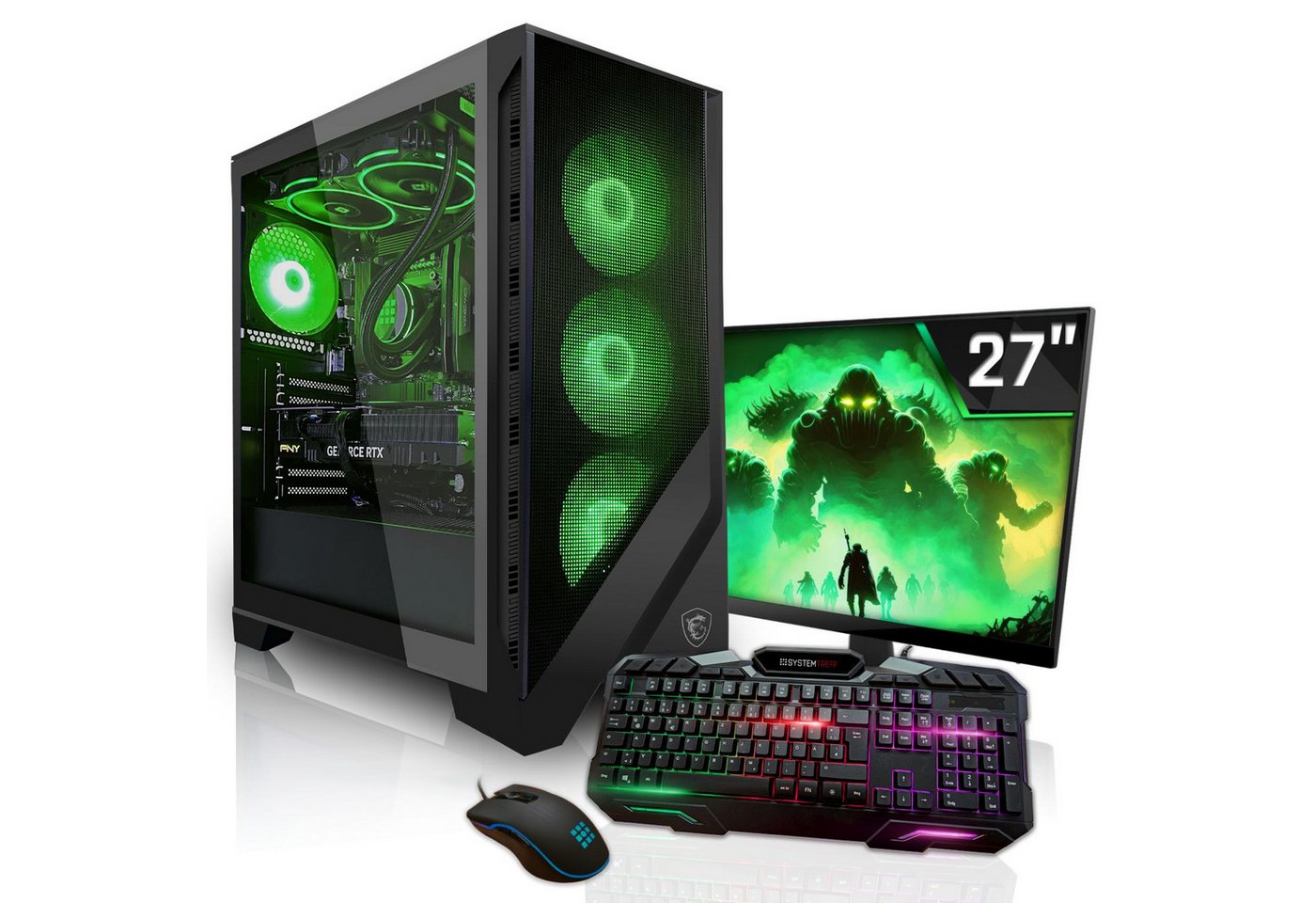 SYSTEMTREFF Gaming-PC-Komplettsystem (27", AMD Ryzen 9 5900X, Radeon RX 7800 XT, 32 GB RAM, 1000 GB SSD) von SYSTEMTREFF