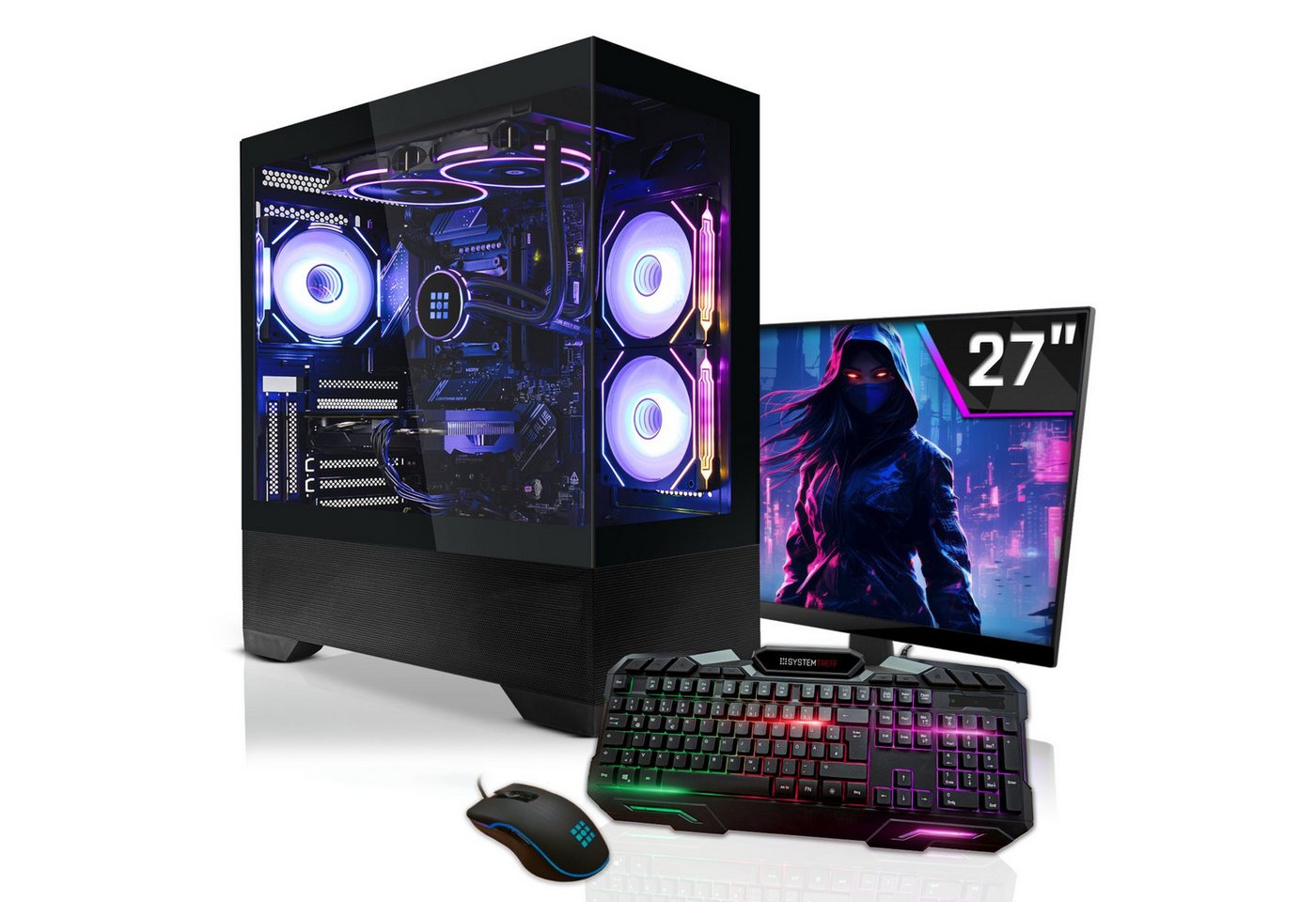 SYSTEMTREFF Gaming-PC-Komplettsystem (27", Intel Core i7 13700K, Radeon RX 6800, 32 GB RAM, 1000 GB SSD) von SYSTEMTREFF