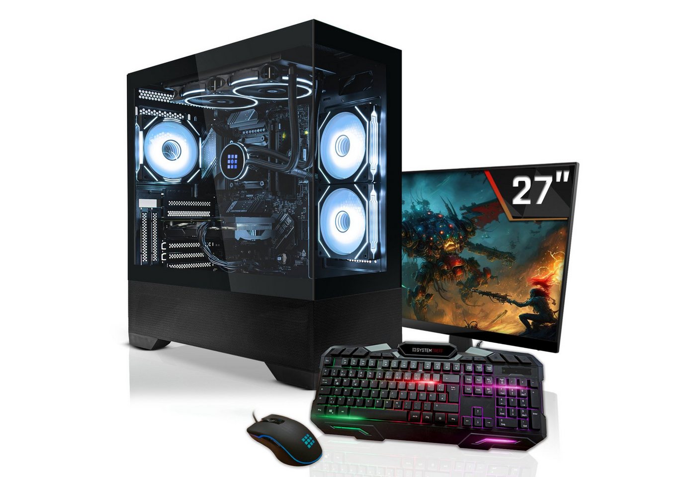 SYSTEMTREFF Gaming-PC-Komplettsystem (27", Intel Core i9 12900F, Radeon RX 7800 XT, 32 GB RAM, 2000 GB HDD, 1000 GB SSD) von SYSTEMTREFF