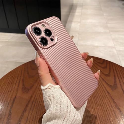 SYZLLM Matte Hülle aus flüssigem Silikon mit gewelltem Muster für iPhone 15 14 13 12 Pro Max, stoßfeste Softcover, Roségold, für iPhone 14 ProMax von SYZLLM