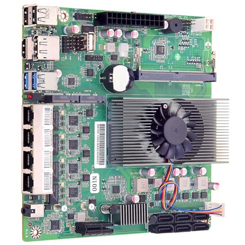 N100 NAS Motherboard mit RAM DDR5 16GB, NAS Motherboard CPU Kombination, Mini ITX Mainboard mit intl N100, Mini ITX Board für NAS Server zum Selbermachen mit Lüfter von SZBOX