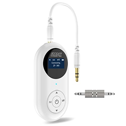Bluetooth Adapter Audio 5.0 Transmitter Empfänger 3 in 1 Sender Receiver Wireless Adapter mit LCD - Anzeige, Dual Pairing, 3.5 mm AUX Kabel für TV PC Laptop Stereoanlage Kopfhörer Auto Switch MP3 /MP4 von SZMDLX