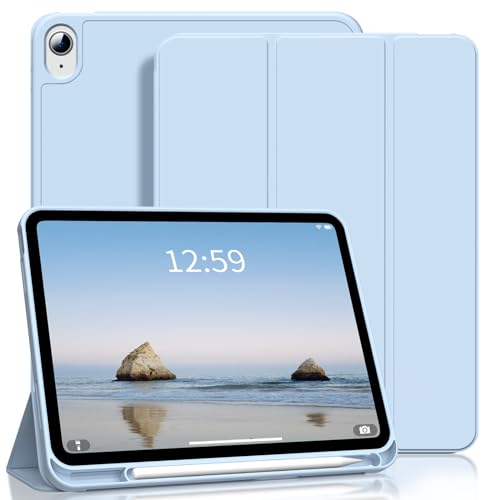 SZPSGC Hülle für iPad 10. Generation 10,9 Zoll 2022 mit Stifthalter, Auto Schlaf/Wake, Smart Stand mit weicher TPU-Rückabdeckung für iPad 10 Hülle, Blau von SZPSGC