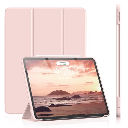 SZPSGC Hülle für iPad Pro 11 5. Generation 2024 M4, Flexible TPU Rückseite Schutzhülle Case Unterstützt Apple Pencil Pro & Pencil USB-C, Auto Schlafen/Wachen, Rosa von SZPSGC