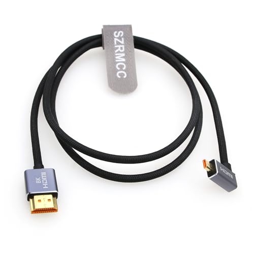 SZRMCC 8K 2.1 Micro HDMI auf HDMI Geflochtenes Kabel Flex High Speed 4K@120Hz 2.1 HDMI Kabel für Hero 7 Raspberry Pi4 S-Ony A6400 A6000 A7III Nikon B500 Yoga 3 (Linker Winkel Micro HDMI, 2m) von SZRMCC