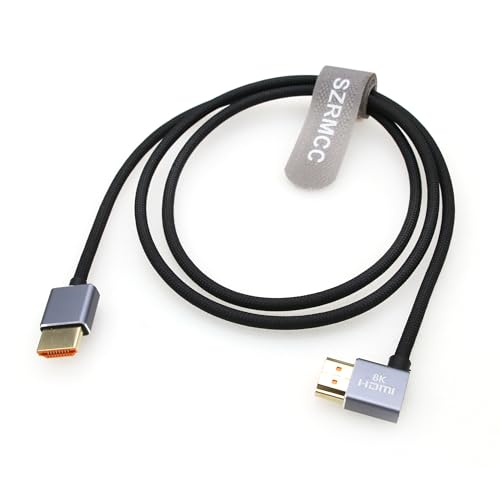 SZRMCC 8k 2.1HDMI Kabel HDMI Geflochtenes Spiralkabel Ultra High Speed Soft HDMI Kabel für Z Cam E2 Portkeys BM5 Atomos Shinobi Ninjav V Monitor S-Ony Canon Kamera (HDMI-Left HDMI, 2m) von SZRMCC