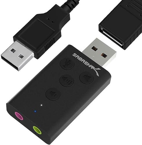 SABRENT Aluminum USB Externe Soundkarte, USB auf Klinke 3,5mm, Kopfhörer auf Klinke, Audio zu USB Adapter (AU-DDAB) von Sabrent