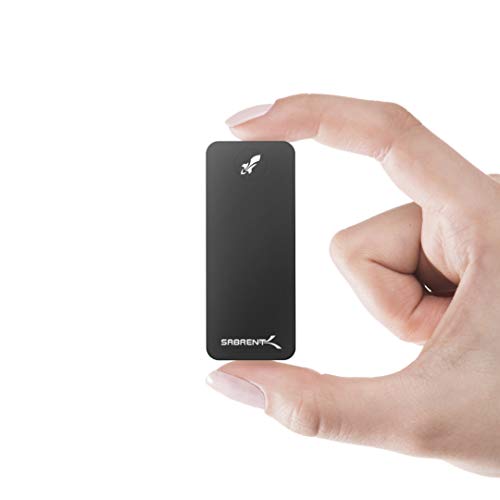 Sabrent Portable SSD 2TB, Festplatte extern NVMe, USB 3.2 Gen 2, 1000 MB/s Lesen, 1000 MB/s Schreiben, USB C Kabel enthalten, Externe M.2 SSD Aluminiumschale, schwarz (SB-2TB-NANO-BLK) von Sabrent