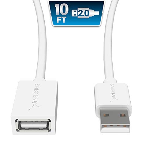 Sabrent USB Kabel 22 AWG USB 2.0 Verlängerungskabel - A-Stecker auf A-Buchse [Weiß] 3 Meter (CB-201W) von Sabrent