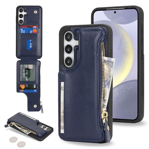 SailorTech Handyhülle für Samsung Galaxy S24 Plus Etui mit Kartenfach, Samsung Galaxy S24 Plus Hülle mit Kartenhalter, Samsung S24 Plus Handyhülle mit Reißverschluss Geldbörse - Blau von SailorTech