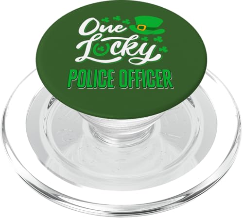 Ein glücklicher Polizist lustiger Spruch St. Patrick's Day PopSockets PopGrip für MagSafe von Saint Patrick's Day Saying Lucky Clovers Design