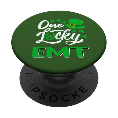 One Lucky EMT Lustiger Spruch St. Patrick's Day Grafik PopSockets Klebender PopGrip von Saint Patrick's Day Saying Lucky Clovers Design