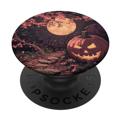 Moonlit Blossoms: Sakura's Halloween Path PopSockets mit austauschbarem PopGrip von Sakura Lantern Shadows