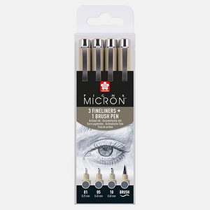 Sakura Pigma Micron Fineliner-Set farbsortiert 0,25 + 0,45 + 0,60 mm, 4 St. von Sakura