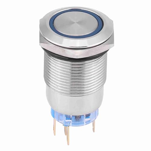 Robuster Selbstsichernder Drucktastenschalter mit Rotem LED-Licht 19 Mm 12–24 V | Industrieller Wasserdichter Rastknopfschalter aus Edelstahl | Robuster Ein-Aus-LED-Schalter für von Saluaqui