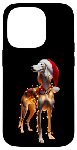 Hülle für iPhone 14 Pro Saluki Weihnachtsmannmütze Weihnachtsbeleuchtung Hundebesitzer Mama Papa Liebhaber von Saluki Christmas Products